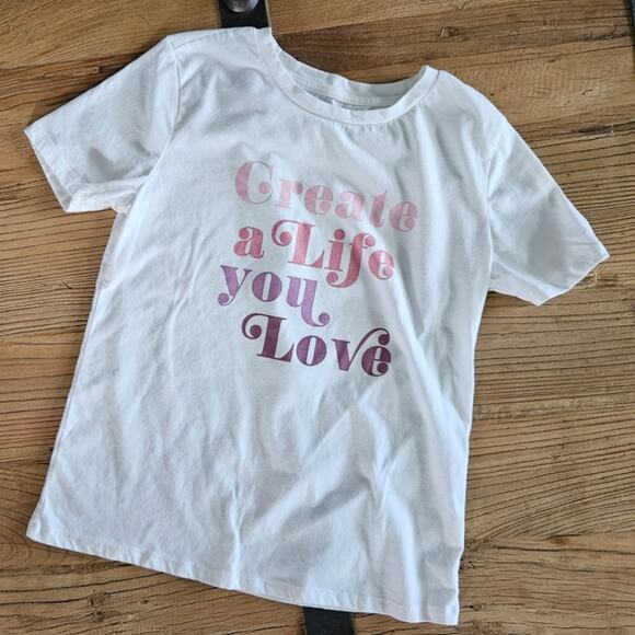 Nine West Create a Life You Love text Graphic Tee sz xs - Picture 1 of 4